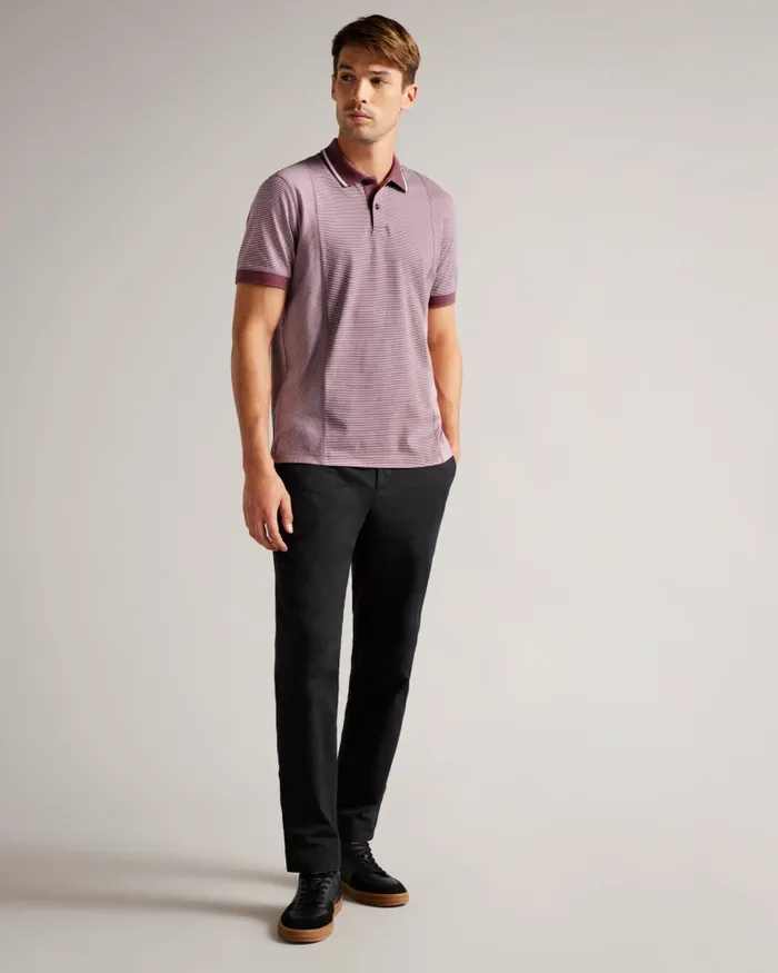 Men TAIGAA 8211 Short Sleeve Regular Striped Panelled Polo Maroon Ted Baker Polo Shirts Men TAIGAA 8211 Short Sleeve Regular Striped Panelled Polo Maroon Ted Baker Polo Shirts