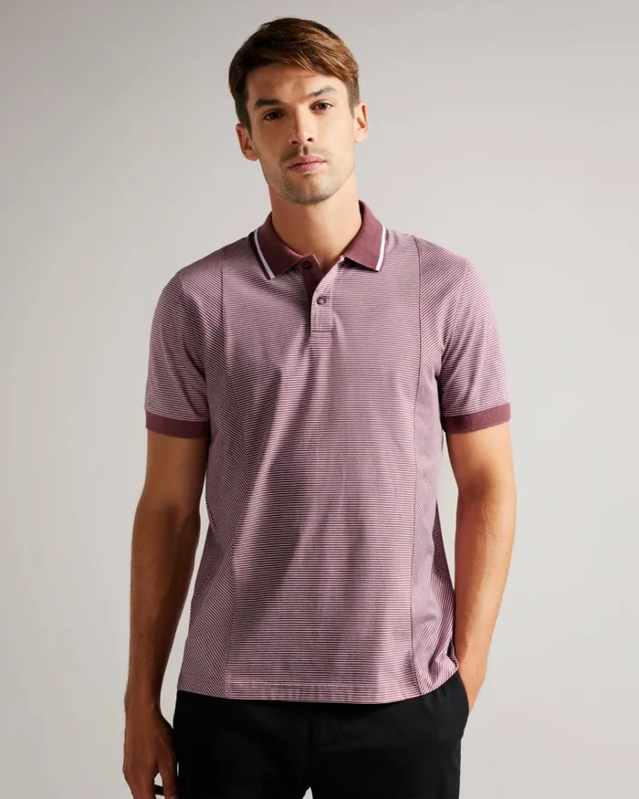 Men TAIGAA 8211 Short Sleeve Regular Striped Panelled Polo Maroon Ted Baker Polo Shirts Men TAIGAA 8211 Short Sleeve Regular Striped Panelled Polo Maroon Ted Baker Polo Shirts