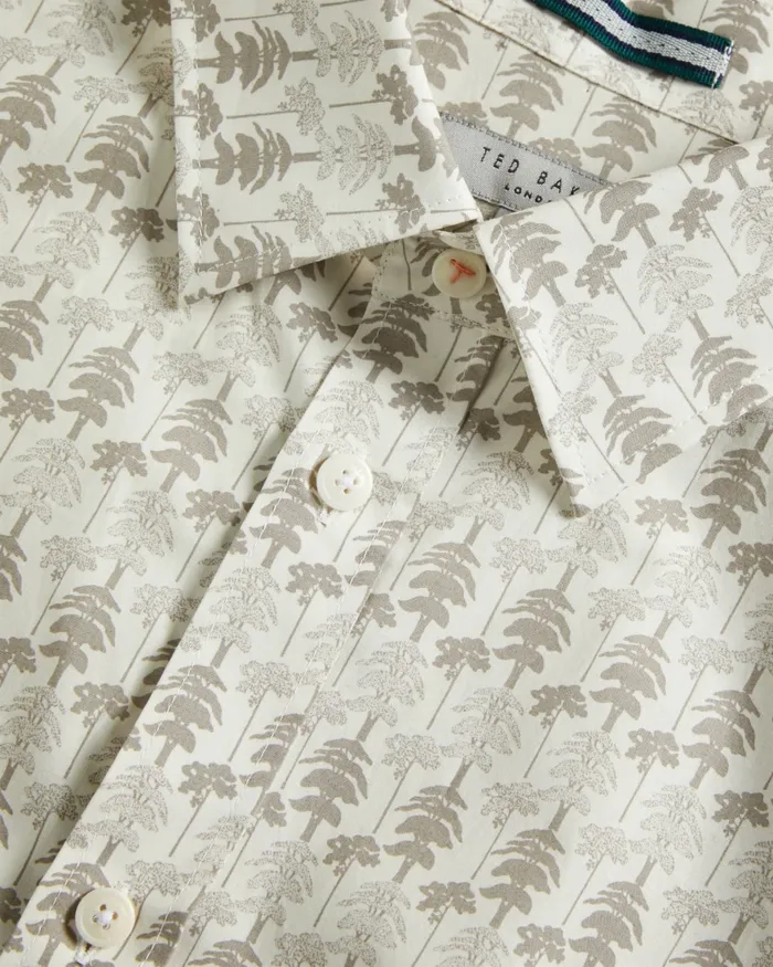 Men TEMPLE 8211 Long Sleeve Tree Print Shirt Natural Ted Baker Shirts