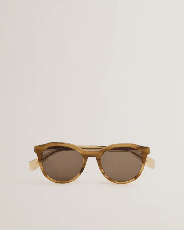 Men TRISTT 8211 Round Frame Acetate Sunglasses Khaki Ted Baker Sunglasses