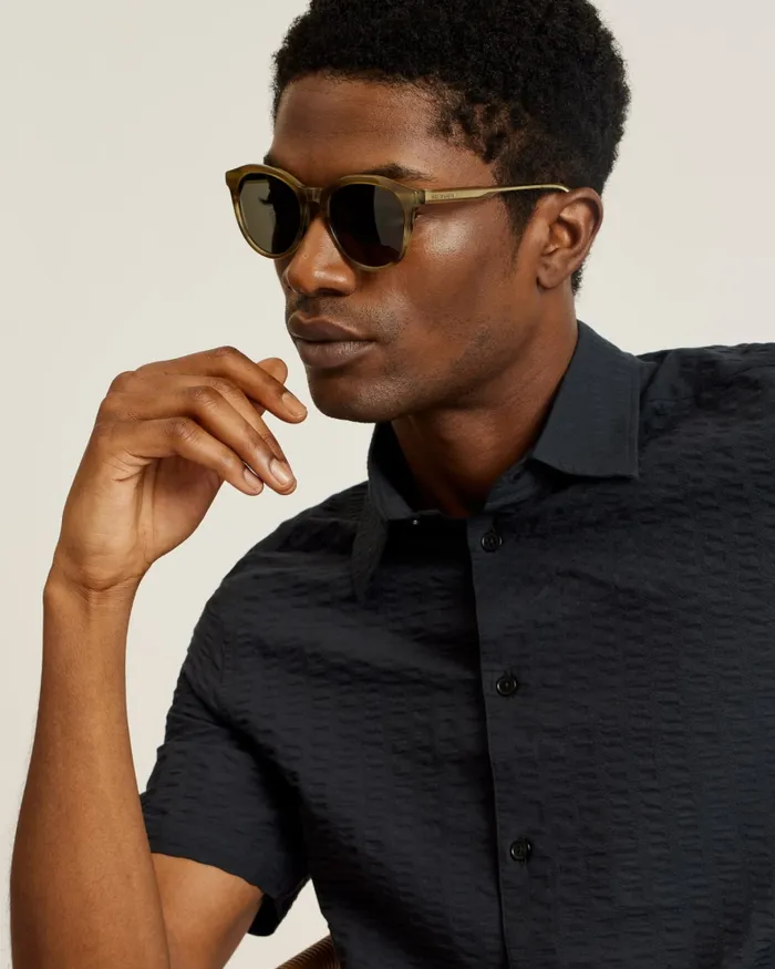 Men TRISTT 8211 Round Frame Acetate Sunglasses Khaki Ted Baker Sunglasses