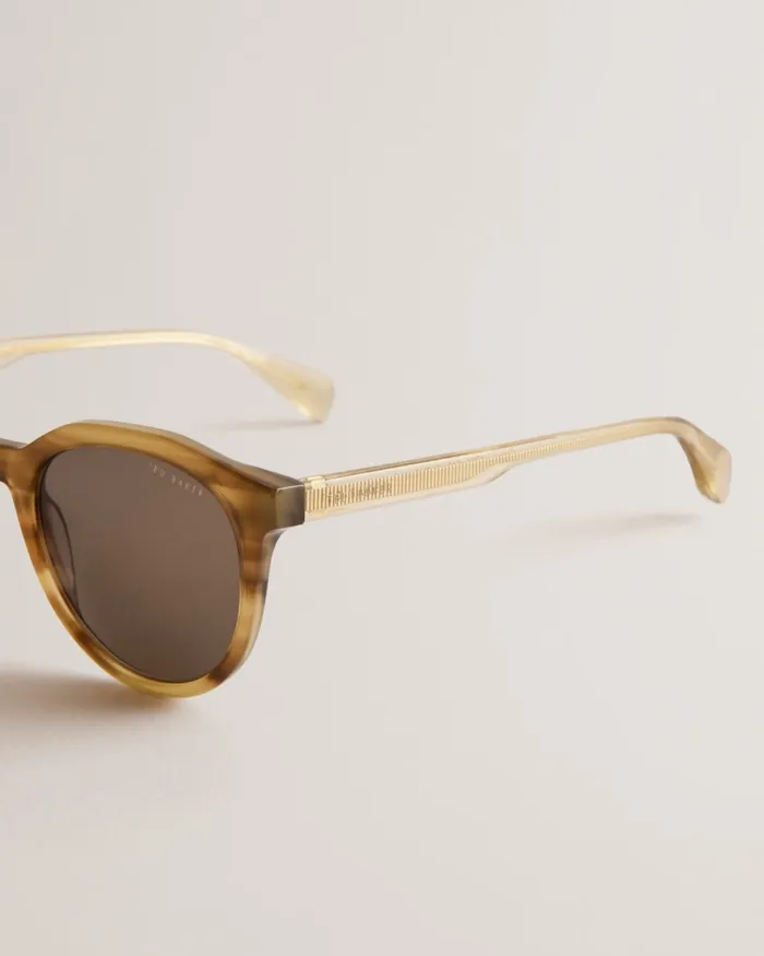 Men TRISTT 8211 Round Frame Acetate Sunglasses Khaki Ted Baker Sunglasses