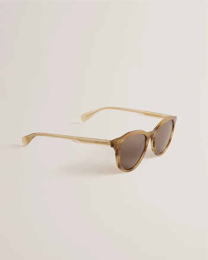 Men TRISTT 8211 Round Frame Acetate Sunglasses Khaki Ted Baker Sunglasses