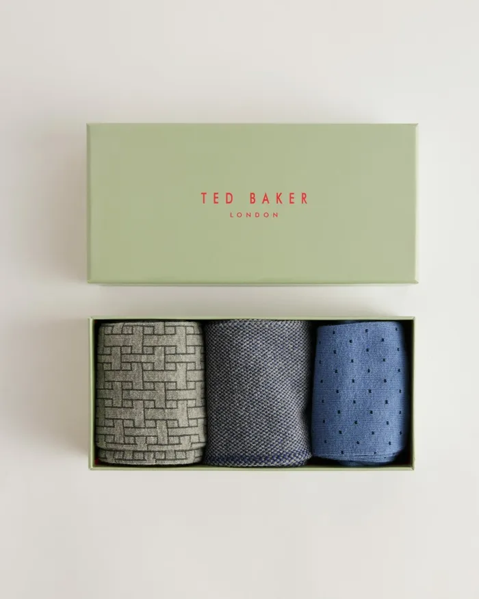 Men TSOKPAK 8211 Three Pack Of Assorted Pattern Socks Assorted Ted Baker Socks