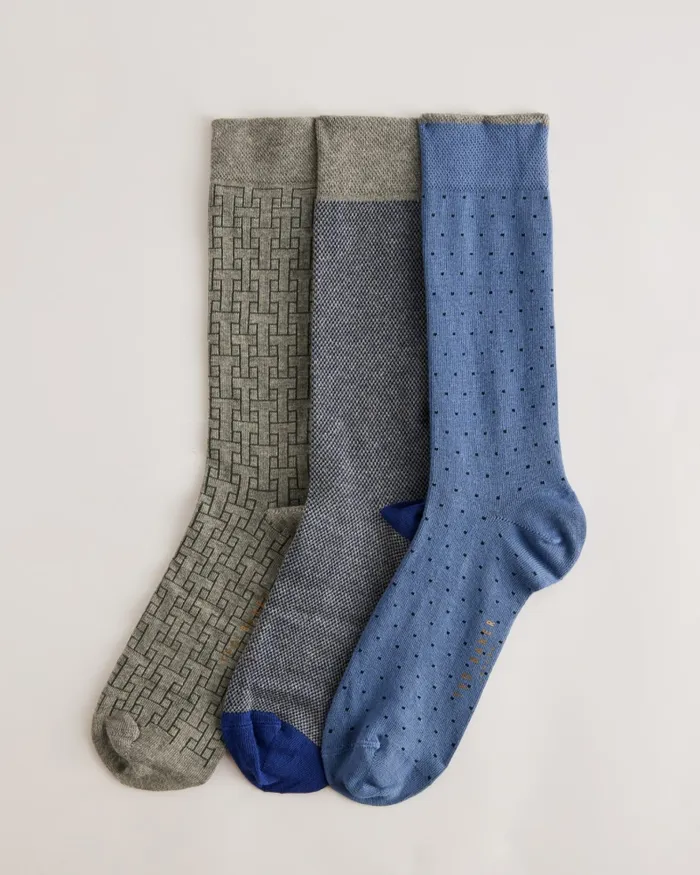 Men TSOKPAK 8211 Three Pack Of Assorted Pattern Socks Assorted Ted Baker Socks