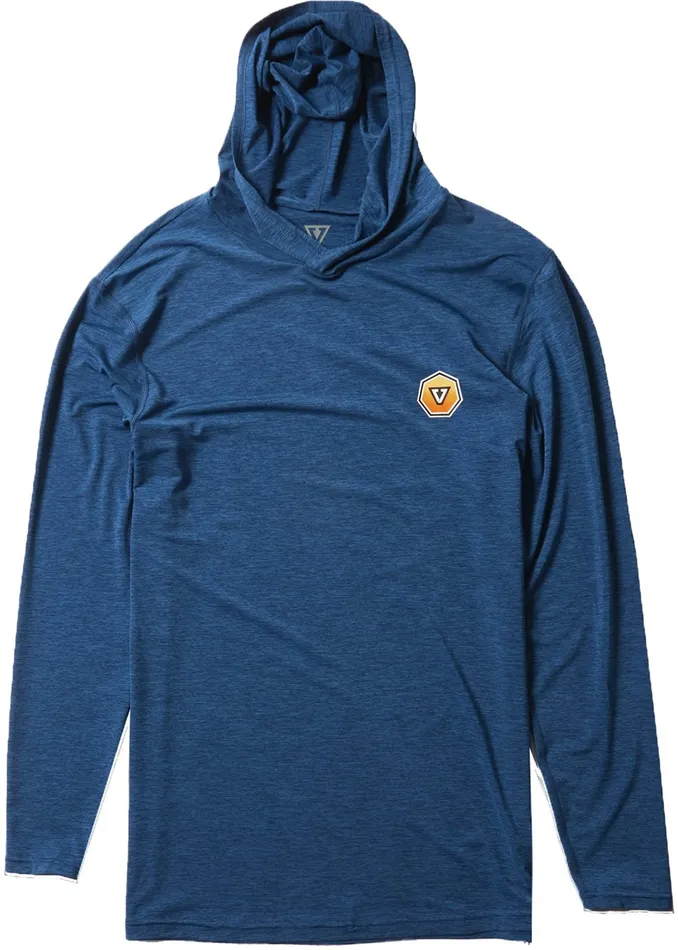Men Twisted Eco Hooded Long Sleeve Lycra Rash Guard Naval Heather Wetsuit Tops and Lycra Vissla