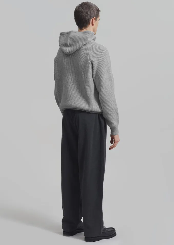 Men Tyler Half Zip Hoodie 8211 Light Grey The Frankie Shop Knitwear