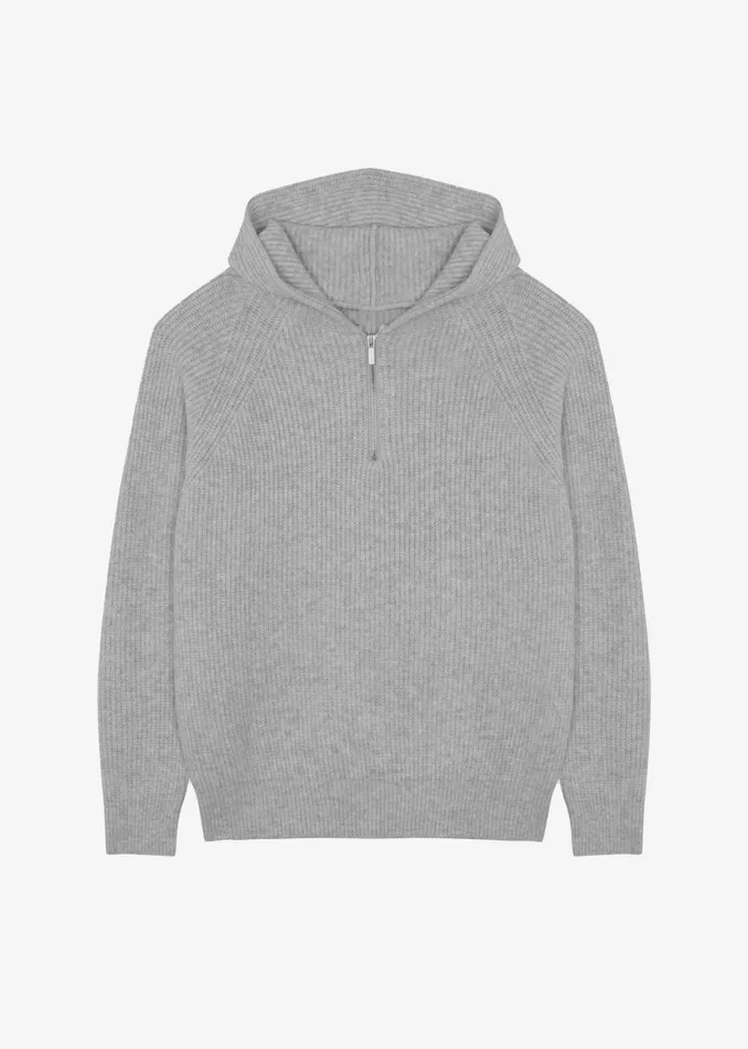 Men Tyler Half Zip Hoodie 8211 Light Grey The Frankie Shop Knitwear