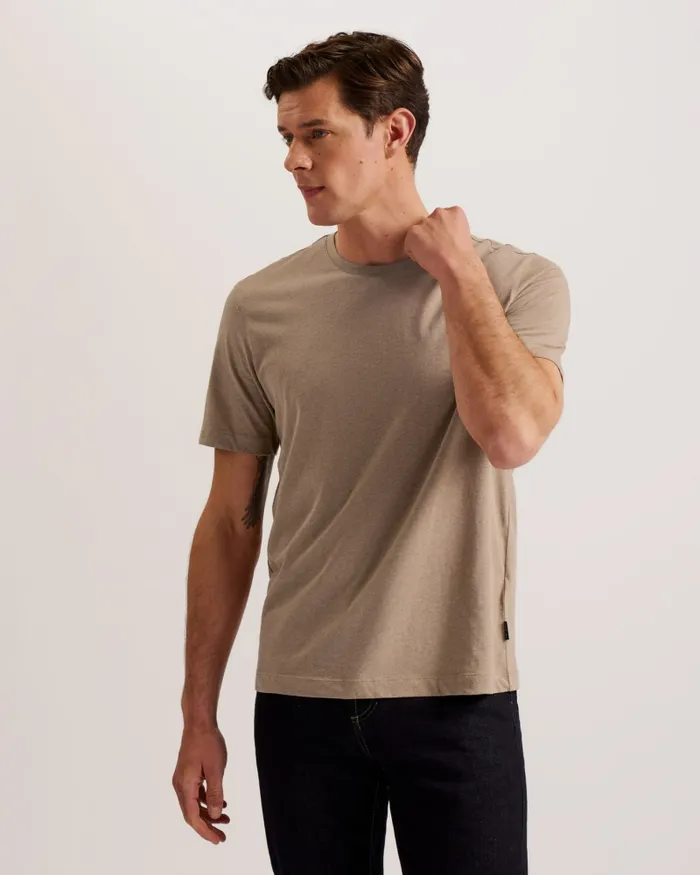 Men TYWINN 8211 Short Sleeve Regular Fit Plain Tshirt Camel Ted Baker Tops