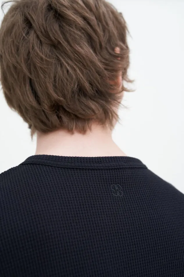 Men Waffle Cotton Tee Black Filippa K TShirts