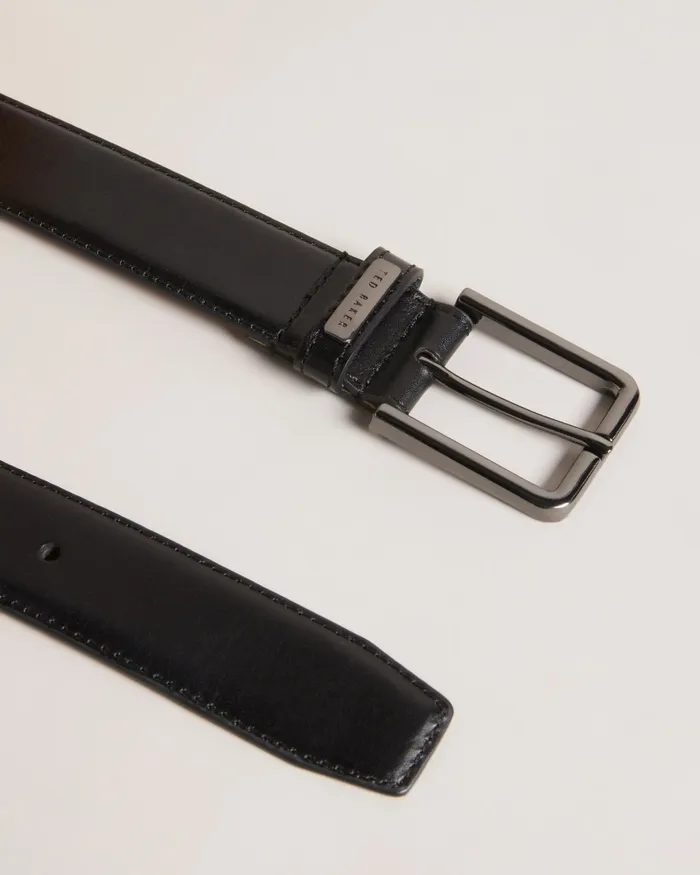 Men WIZERD 8211 Leather Belt With Branded Keeper Black Ted Baker Belts
