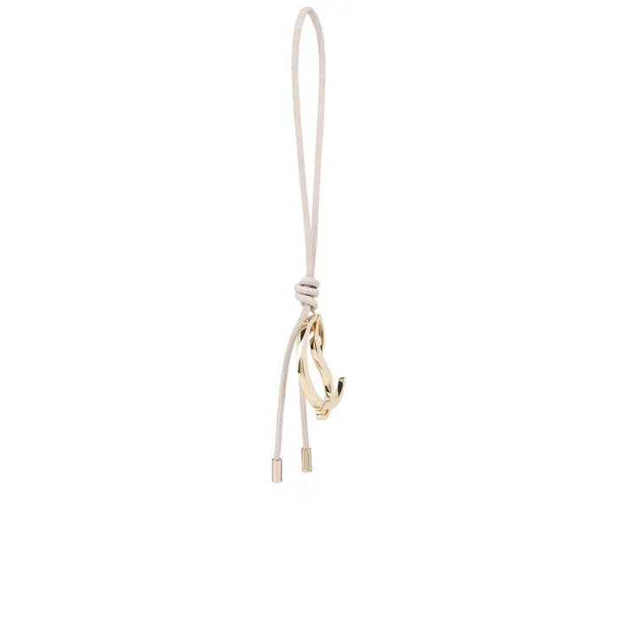 MenWomen CL Logo Bag Charm 8211 Smooth Calf Leather 8211 Leche Christian Louboutin Keychains