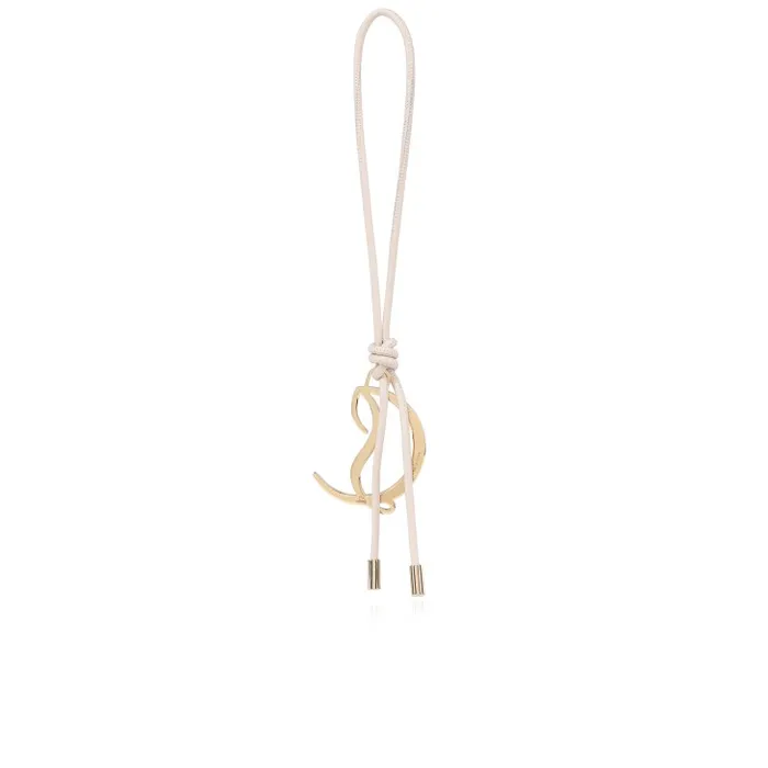 MenWomen CL Logo Bag Charm 8211 Smooth Calf Leather 8211 Leche Christian Louboutin Keychains