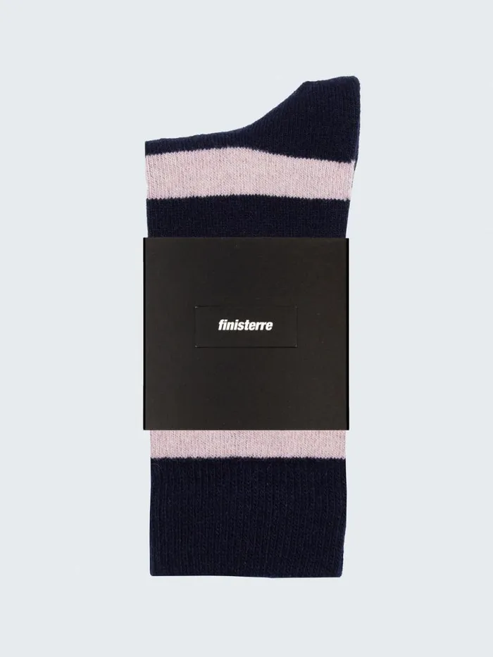 MenWomen Classic Wool Striped Sock Navypink Smoke Finisterre Socks