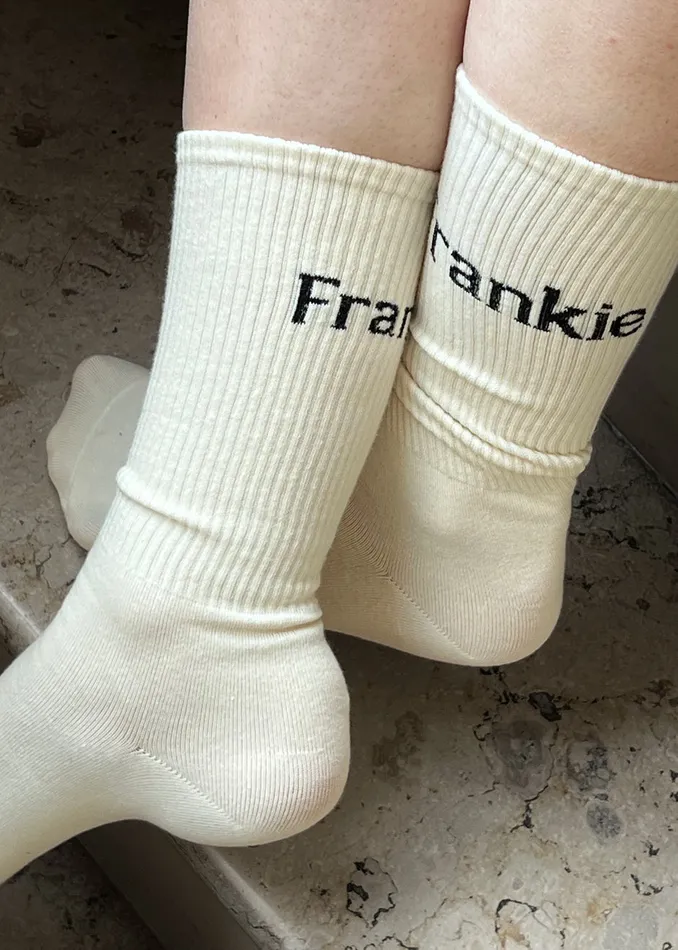 MenWomen Frankie In English Ribbed Socks 8211 Vanilla The Frankie Shop