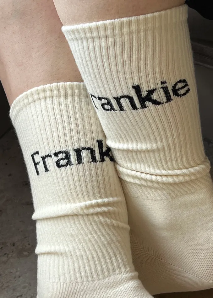 MenWomen Frankie In English Ribbed Socks 8211 Vanilla The Frankie Shop
