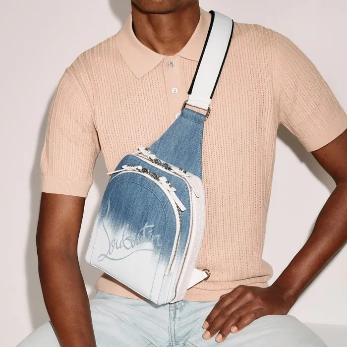 MenWomen Loubifunk Backpack 8211 Denim Brushed Effect 8211 Blue Christian Louboutin Crossbody Bags MenWomen Loubifunk Backpack 8211 Denim Brushed Effect 8211 Blue Christian Louboutin Crossbody Bags