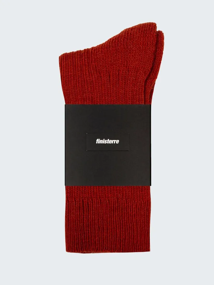 MenWomen Ribbed Sock Brick Red Finisterre Socks
