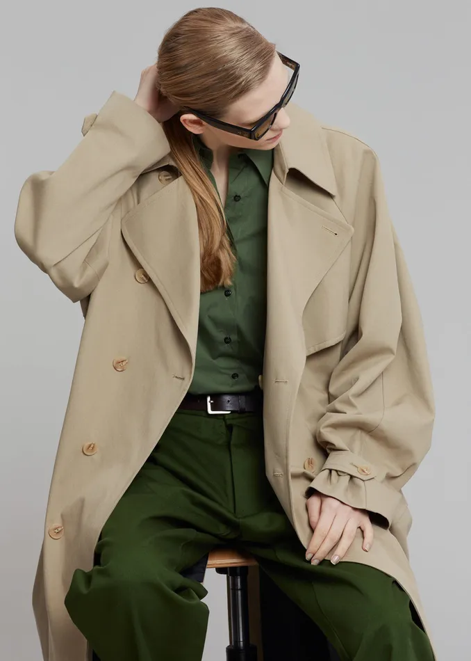 MenWomen Umi Belted Trench Coat 8211 Beige The Frankie Shop Outerwear