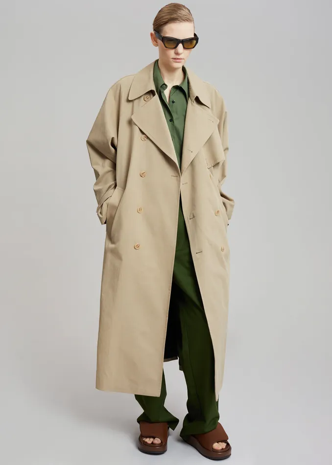 MenWomen Umi Belted Trench Coat 8211 Beige The Frankie Shop Outerwear