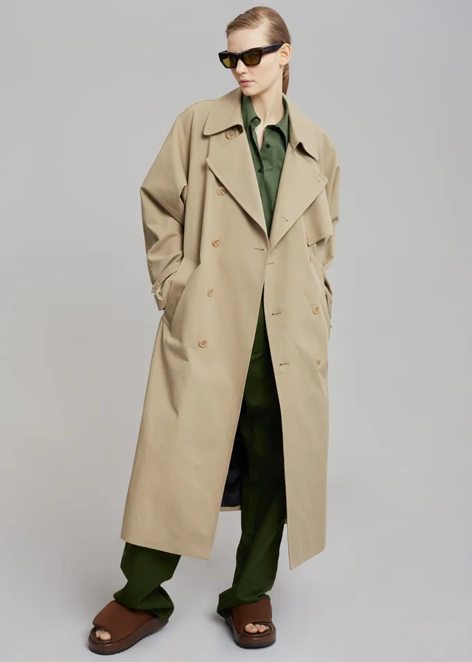 MenWomen Umi Belted Trench Coat 8211 Beige The Frankie Shop Outerwear