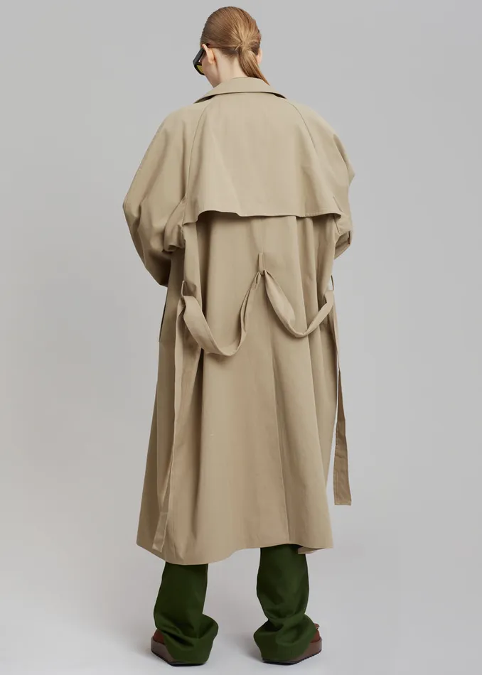 MenWomen Umi Belted Trench Coat 8211 Beige The Frankie Shop Outerwear