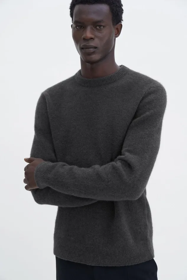 Men Yak Sweater Green Grey Filippa K Knitwear
