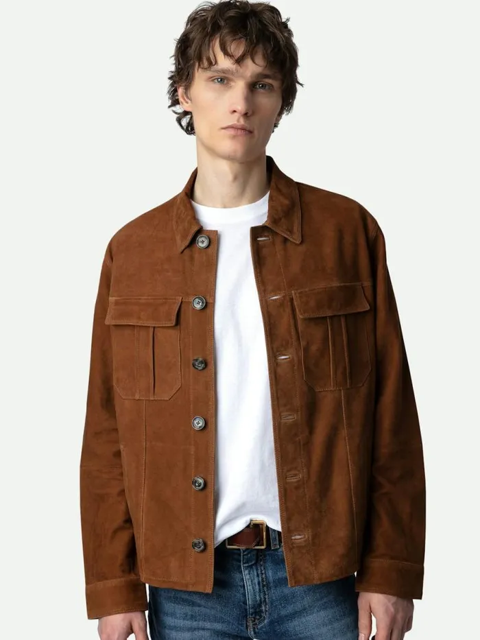 Men Zadig and Voltaire Jackets and Coats Kuba Suede Jacket Cognac