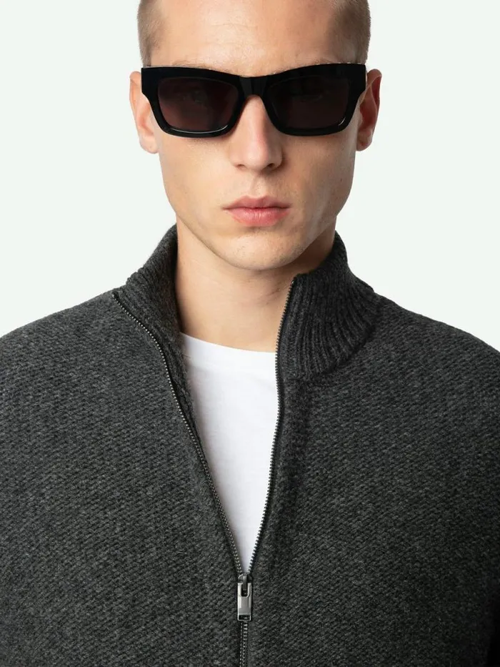 Men Zadig and Voltaire Sweaters and Cardigans Charly Wool Cardigan Tar Men Zadig and Voltaire Sweaters and Cardigans Charly Wool Cardigan Tar