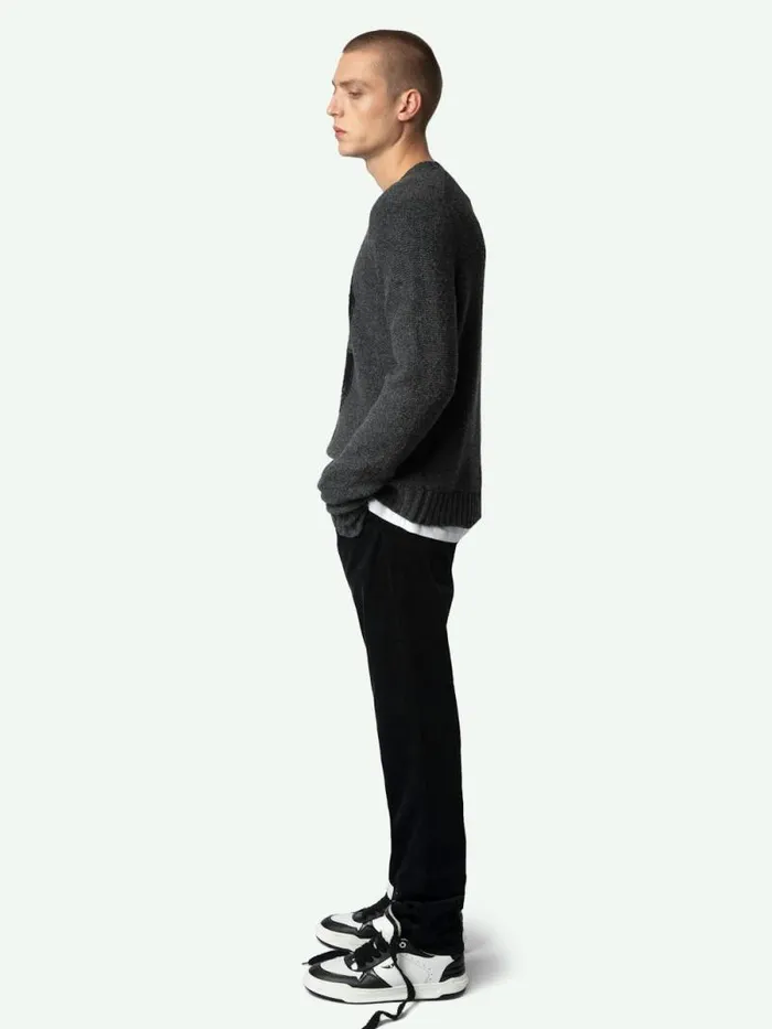 Men Zadig and Voltaire Sweaters and Cardigans Jordan Wool Sweater Tar Men Zadig and Voltaire Sweaters and Cardigans Jordan Wool Sweater Tar