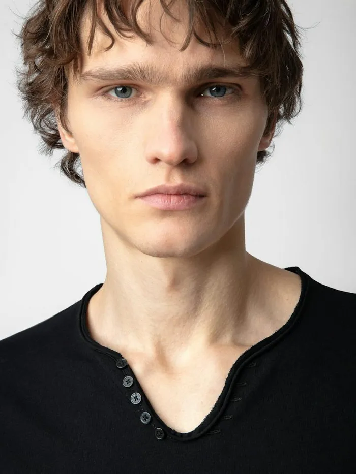 Men Zadig and Voltaire TShirts Monastir Henley Tshirt Black