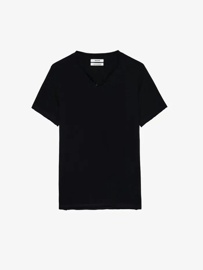 Men Zadig and Voltaire TShirts Monastir Henley Tshirt Black
