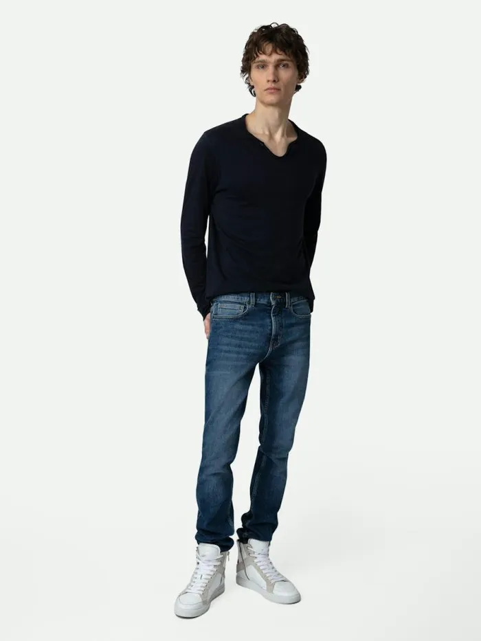 Men Zadig and Voltaire TShirts Monastir Henley Tshirt Encre