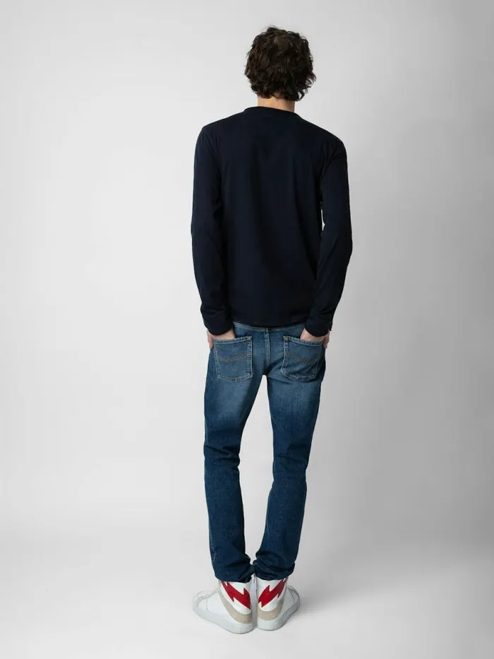 Men Zadig and Voltaire TShirts Monastir Henley Tshirt Encre