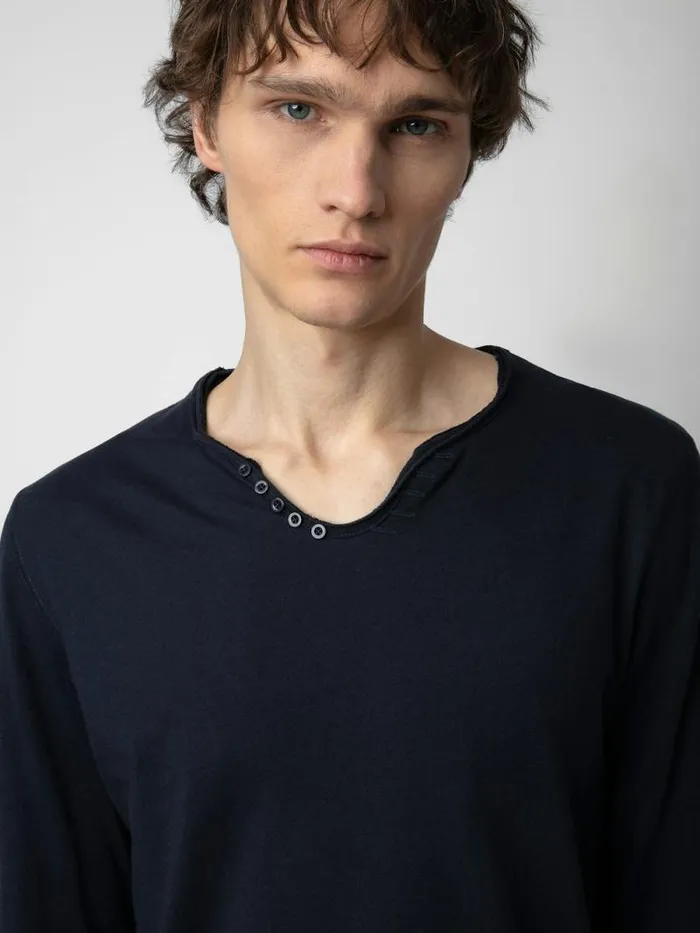Men Zadig and Voltaire TShirts Monastir Henley Tshirt Encre