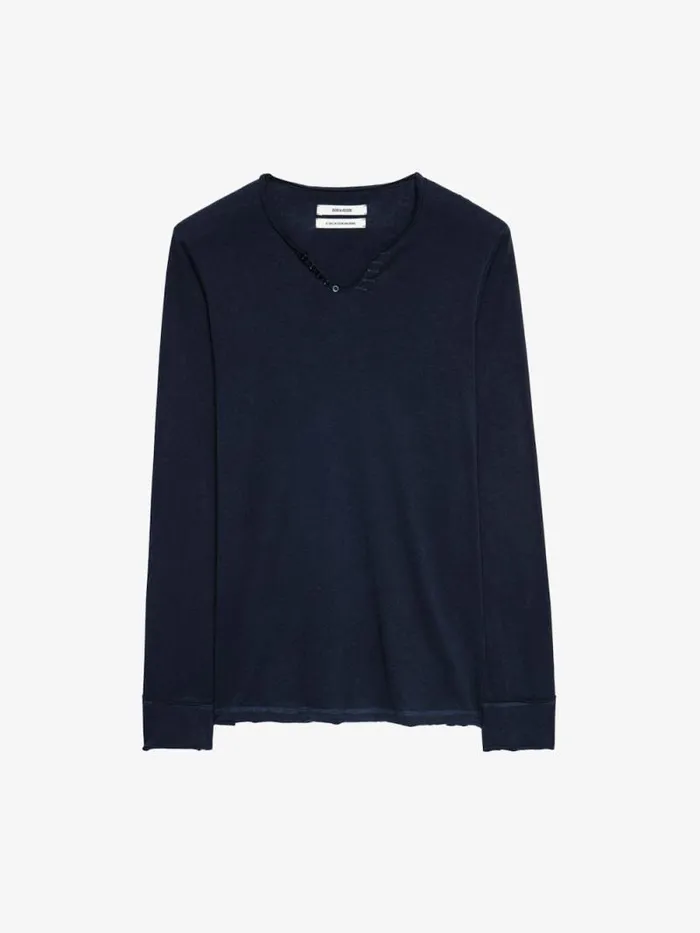 Men Zadig and Voltaire TShirts Monastir Henley Tshirt Encre