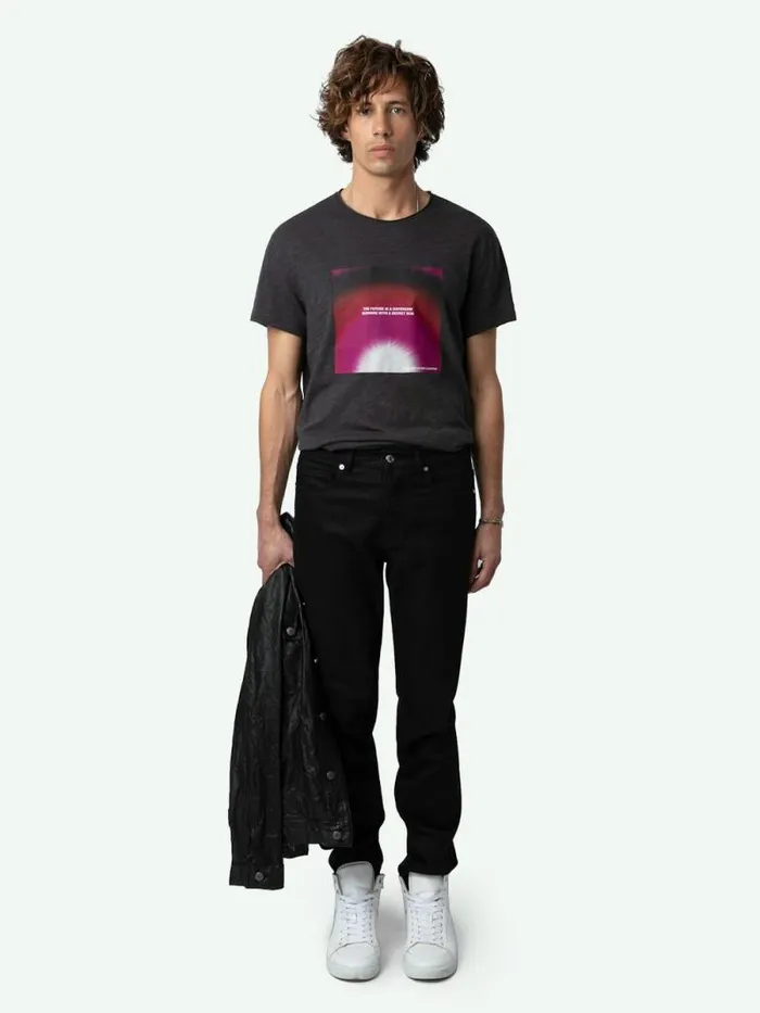 Men Zadig and Voltaire TShirts Toby Photoprint Tshirt Anthracite