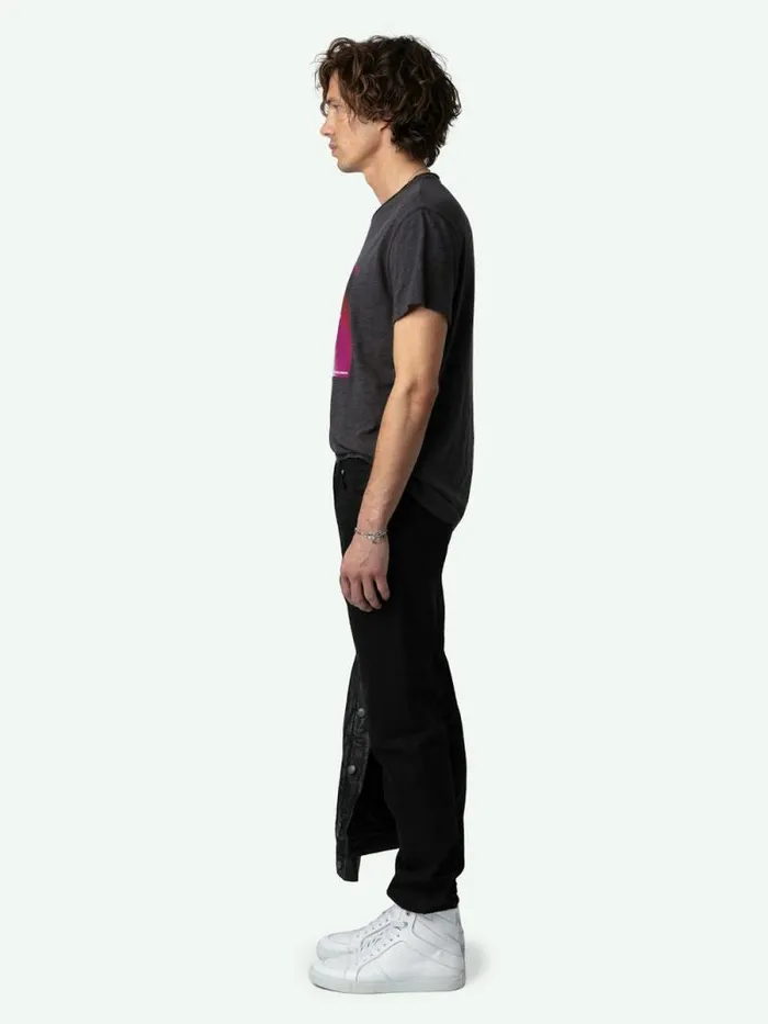 Men Zadig and Voltaire TShirts Toby Photoprint Tshirt Anthracite Men Zadig and Voltaire TShirts Toby Photoprint Tshirt Anthracite