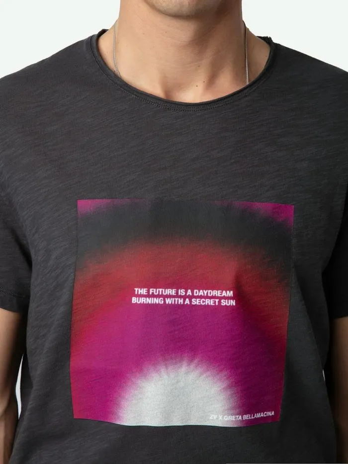 Men Zadig and Voltaire TShirts Toby Photoprint Tshirt Anthracite Men Zadig and Voltaire TShirts Toby Photoprint Tshirt Anthracite