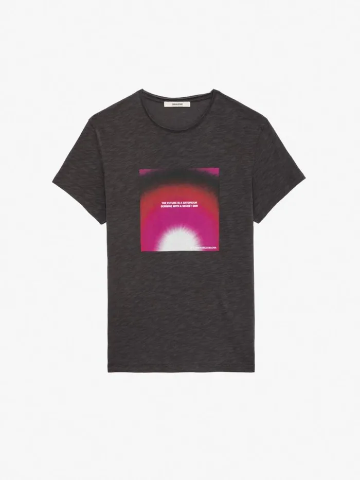 Men Zadig and Voltaire TShirts Toby Photoprint Tshirt Anthracite Men Zadig and Voltaire TShirts Toby Photoprint Tshirt Anthracite
