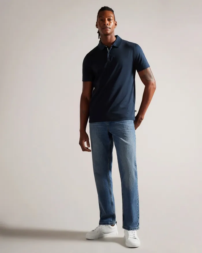 Men ZEITER 8211 Short Sleeve Slim Fit Polo Shirt Navy Ted Baker Polo Shirts