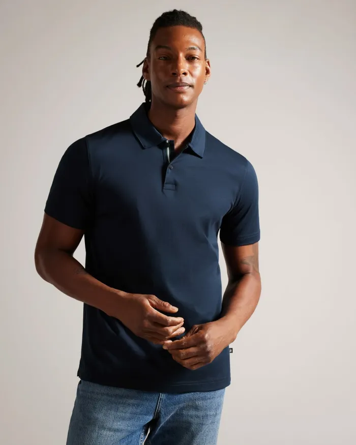 Men ZEITER 8211 Short Sleeve Slim Fit Polo Shirt Navy Ted Baker Polo Shirts