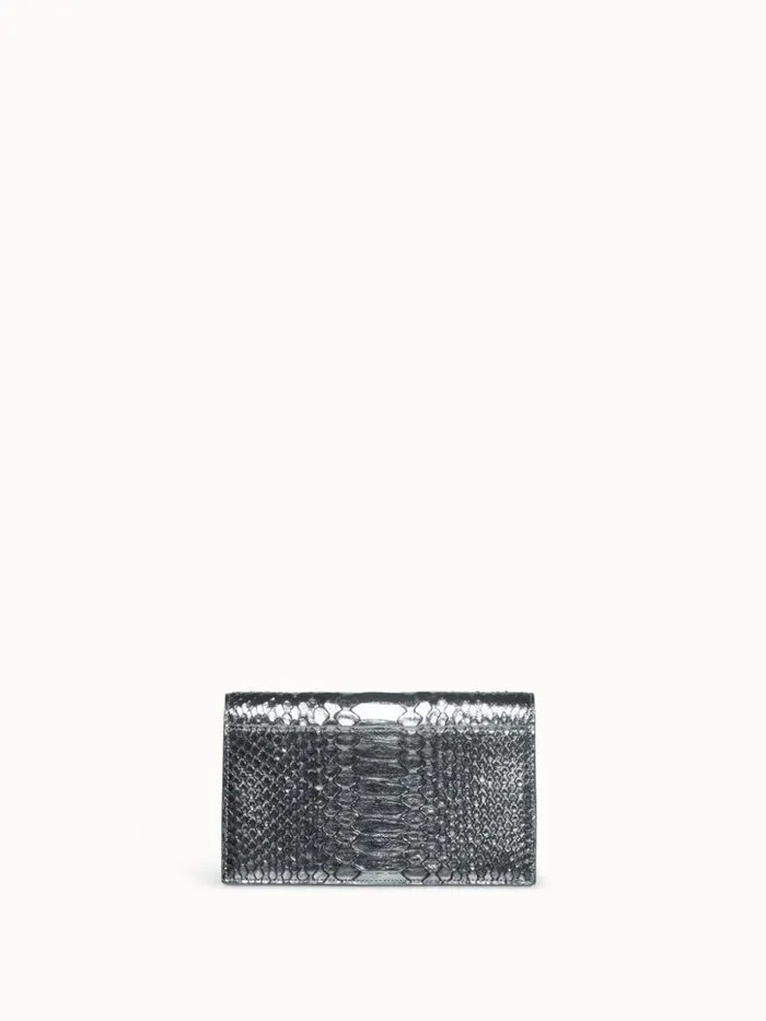 Metallic Python Leather Crossbody Envelope Clutch Inox Women Akris Crossbody Bags