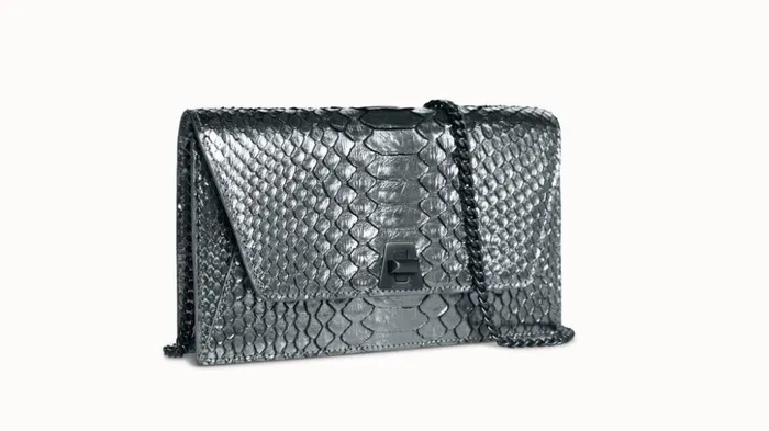 Metallic Python Leather Crossbody Envelope Clutch Inox Women Akris Crossbody Bags