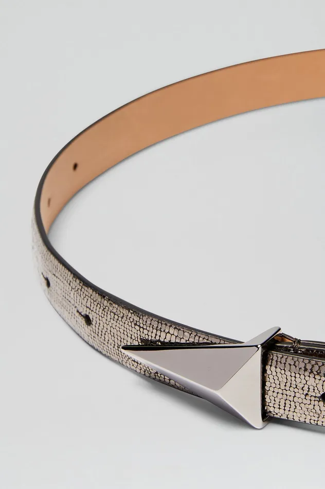 METALLIC TRIANGLE TRIM BELT 2 ONYX Leather Scanlan Theodore Women
