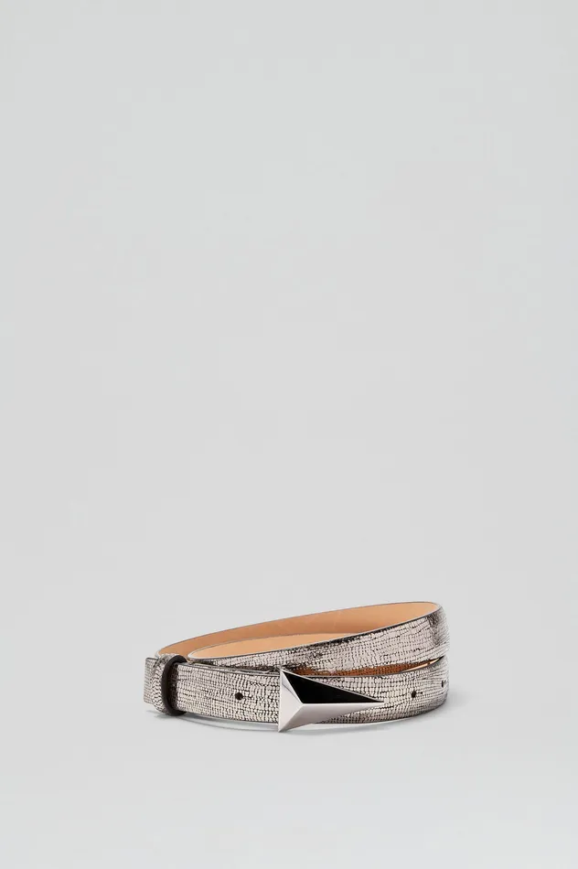 METALLIC TRIANGLE TRIM BELT 2 ONYX Leather Scanlan Theodore Women