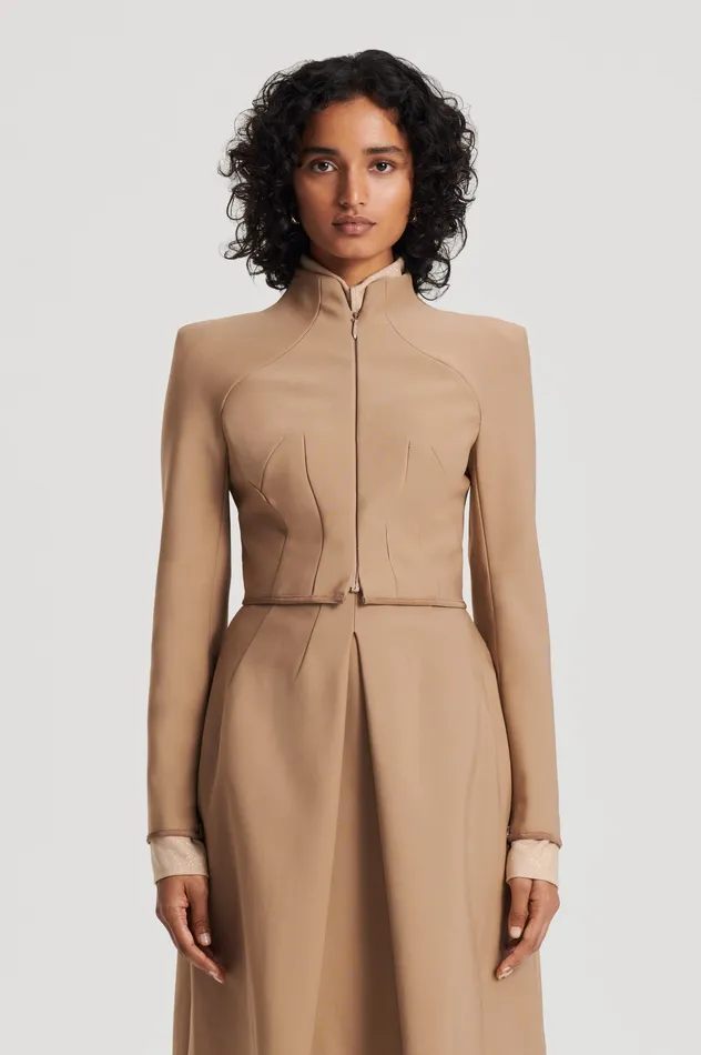 MILANO ZIP JACKET CAMEL Jackets Scanlan Theodore Women MILANO ZIP JACKET CAMEL Jackets Scanlan Theodore Women
