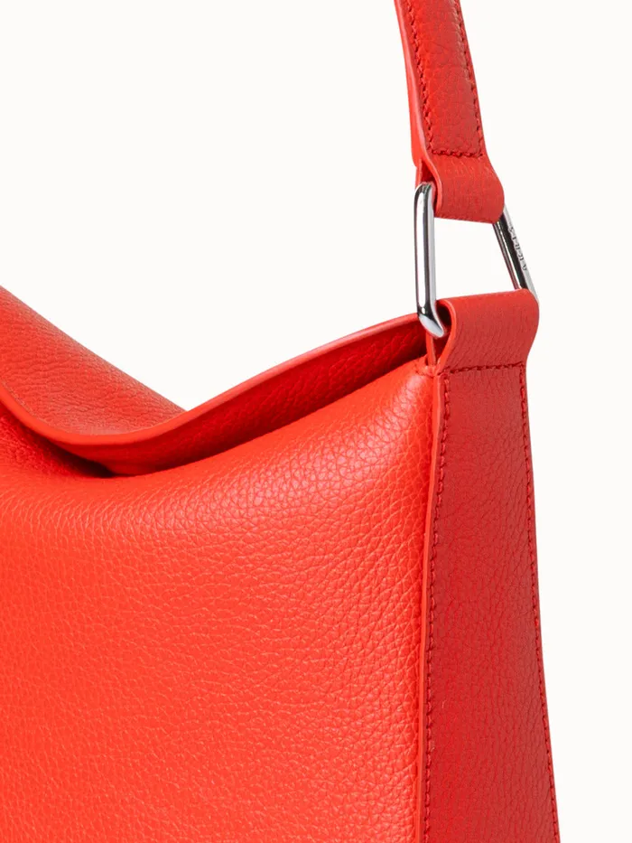 Mini Anna Hobo Bag In Leather Tangerine Women Akris Shoulder Bags