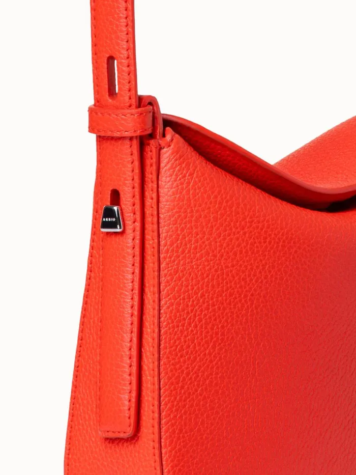 Mini Anna Hobo Bag In Leather Tangerine Women Akris Shoulder Bags