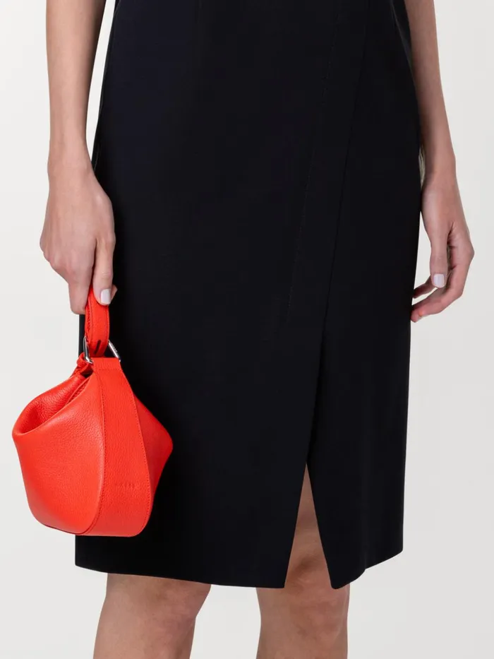 Mini Anna Hobo Bag In Leather Tangerine Women Akris Shoulder Bags